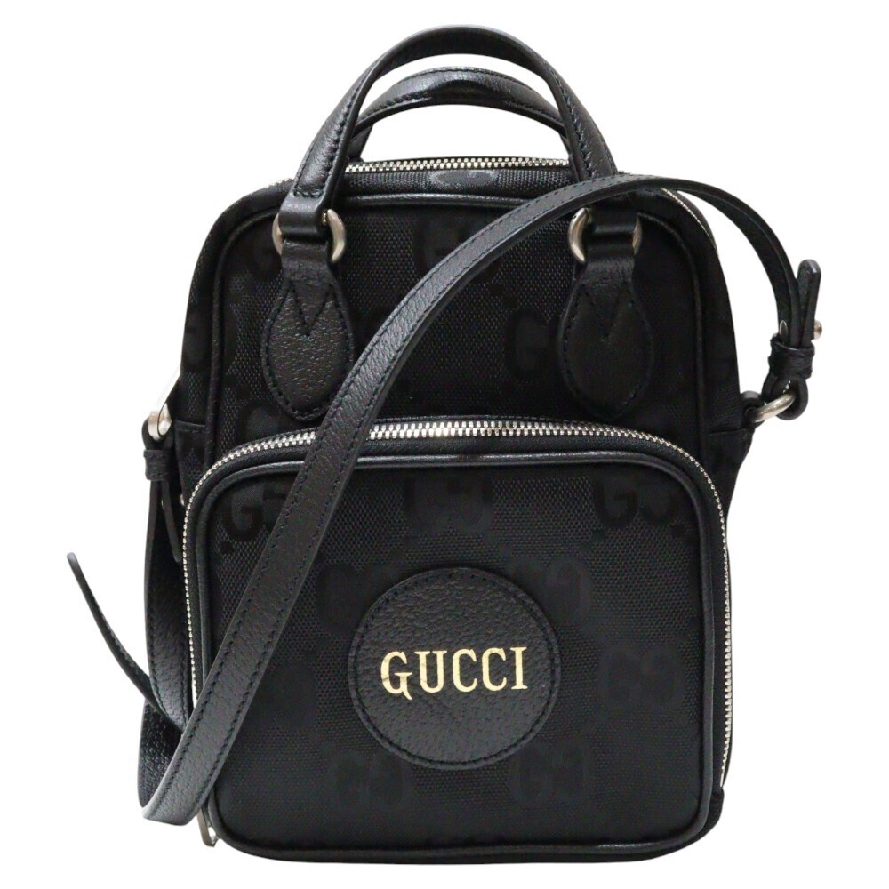 GUCCI Off the Grid Shoulder Bag GG Canvas Leather Black
